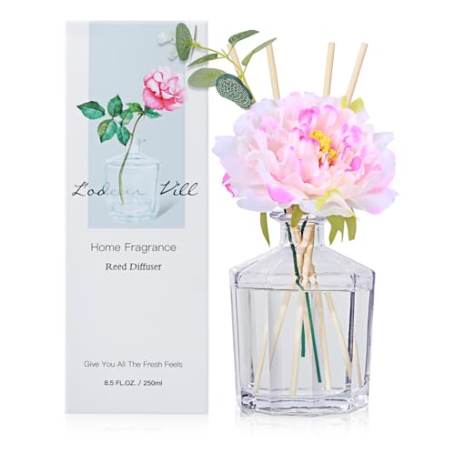 L'odeur Vill 250ml Difusor de con Flores/Geranio de Lavanda/Ambientadores de Hogar, con 10 Palos difusores de Ambientador Varillas/difusor de Aromas/para Decoración de Baños y Estanterías.