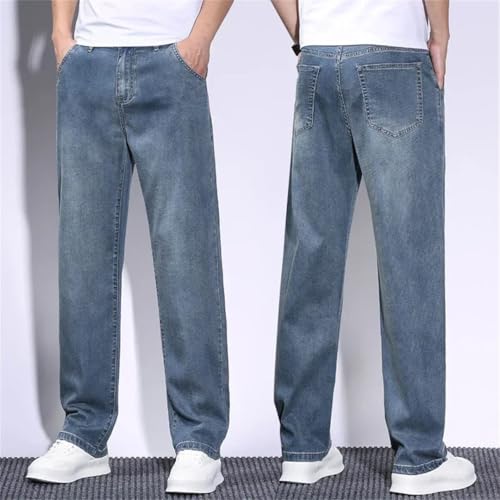 Men's Soft Lyocell Baggy Jeans Thin Summer Breathable Straight Leg Vintage Business Casual Fashion Denim Trousers2