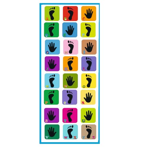 Image of Colorful Hand and Foot Print Design, Alphabet Game for Kids, Indoor Activity Markers, hopsctoch Game for Kids Baby Play mat