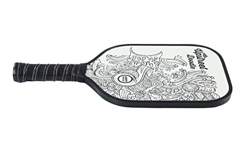 Upstreet Graphite Pickleball Paddle - Polypro Honeycomb Composite Core - Paddles Include Racket Cover (White with Black Drawings)