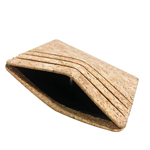 Teensery 2 Pcs Unisex PU Leather Credit Card Case Cork Pattern Card Pocket Wallet Card Holders for Women Men, Horizontal Style4