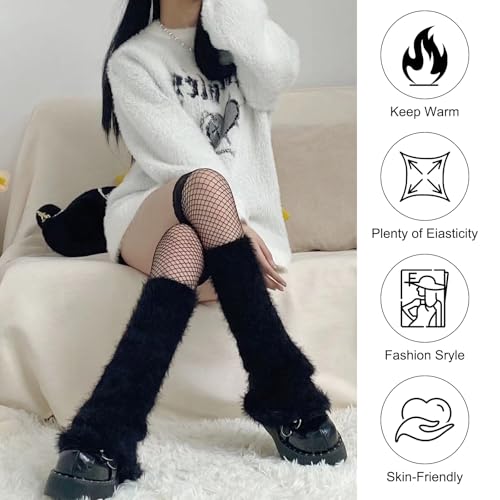 Image of XEPST Fuzzy Leg Warmers Plush Women's Leg Warmers Winter Socks for Women Kawaii Flared Leg Warmers