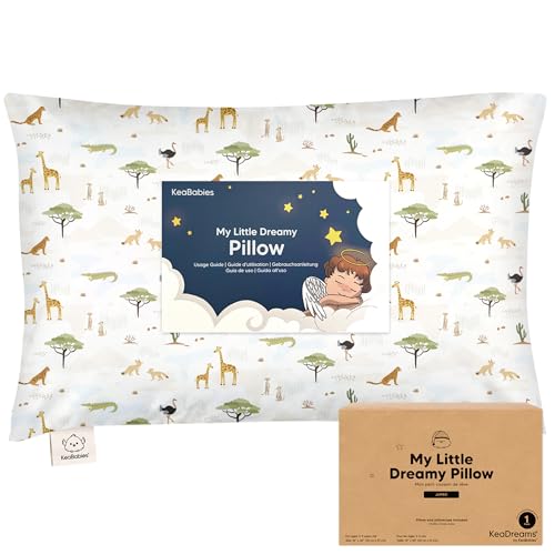 KeaBabies Almohada para niños pequeños con funda de almohada, tamaño jumbo de 14 x 20 pulgadas, almohadas suaves de algodón orgánico para dormir, lavable a máquina, perfecto para viajes, juego de cama