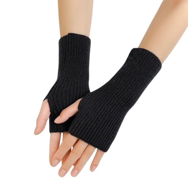 topibaaz Arm Warmers for Women, Long Fingerless Gloves for Women, Winter Knitted Arm Sleeves Gloves for Teen Girls, Fashion Half Finger Hand Warmer for Daily, Party, Hip Hop-picture-1