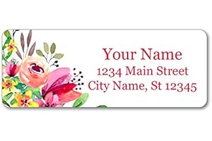 Personalized Return Address Labels, Custom Design 240pcs Beautiful Floral Self-Seal Black and White Stickers