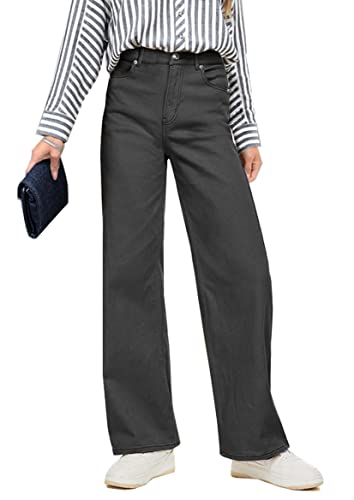 ZC&GF Women's Wide Leg Pants Loose Straight Pants Back High Elastic Waist Business Work Pants Trousers Long Pants2