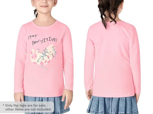Girls Long Sleeve T-Shirt - Soft Tops Purple Star Dog Graphic Tee Size 6-142