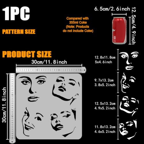 FINGERINSPIRE Schablone Für Weiblichen Ausdruck 30x30 cm Gesichtsprofil Eines Mädchens Malschablonen Zeichnen Eines Frauengesichts Große Schablonen Nahaufnahme Vorlagen Für Stoff Fliesen Boden Möbel