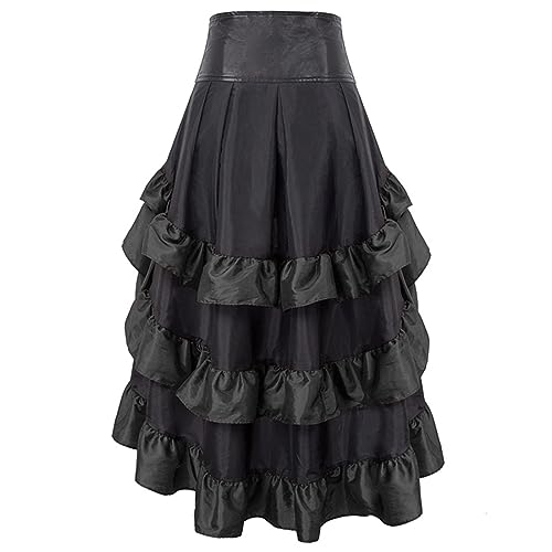 Women Renaissance Skirt Plus Size Ruffle High Low Steampunk Skirt Gothic Halloween Skirt Victorian Costume (A-Black, XXXXL) steampunk buy now online Women Renaissance Skirt Plus Size Ruffle High Low Steampunk Skirt Gothic Halloween Skirt Victorian Costume (A-Black, XXXXL) steampunk buy now online