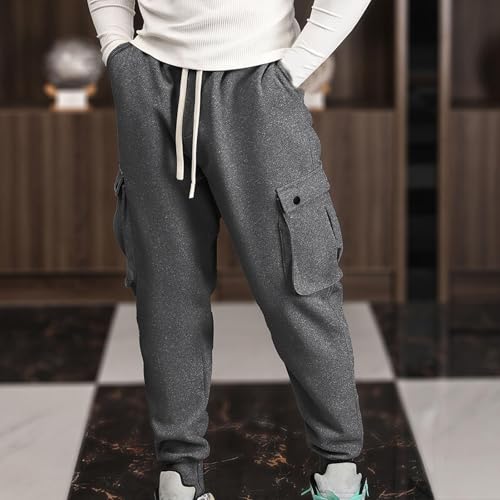 WENKOMG1 Men's Cargo Pants, Elastic Waist Drawstring Hiking Tactical Sweatpants Joggers with Pockets, S-XL3