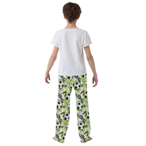 Boys' Pants Soccer Balls Football Green Spots Long Bottoms Jogger Pants Elastic Waist Trousers with Pockets S-XL3