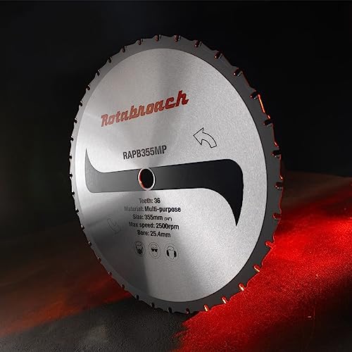 Rotabroach Chop Saw Blade for Multi-Purpose - RAPB355MP Metal Cutting Cermet Tipped Blade for Circular Saws - Image 2