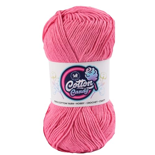 Image of NESTNHAVEN Cotton Candy 100% Cotton Yarn - (100g, 185 Meters) - Luxury Yarn for Crochet, Amigurumi, Embroidery, Toys, Garments, Flowers and Hobby, Projects. (Pink) | (200 Gm)