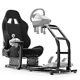 Marada Racing Simulator Cockpit with Black Seat Fit for Logitech G25 G27 G29 G920,Thrustmaster T300,Adjustable Racing Wheel Stand No Steering Wheel Pedal