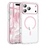 Genérico Funda para iPhone 17 Pro – Transparente Rosada, Bordes Reforzados