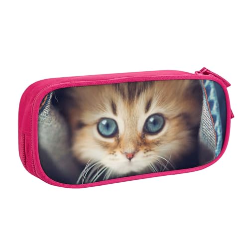 ズボンの中の猫ペンケース 筆箱 文具ケース おしゃれ 筆袋 鉛筆ケース 鉛筆のサック 中高校生 軽量 収納バッグ 学生 子供 誕生日 入学ギフト 大容量 ダブルレイヤーPink