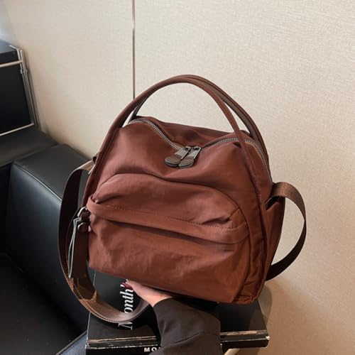 Solid Color Nylon Crossbody Bag for Women Soft Handbag with Top Handle Casual Shoulder Bag Elegant Square Purse4