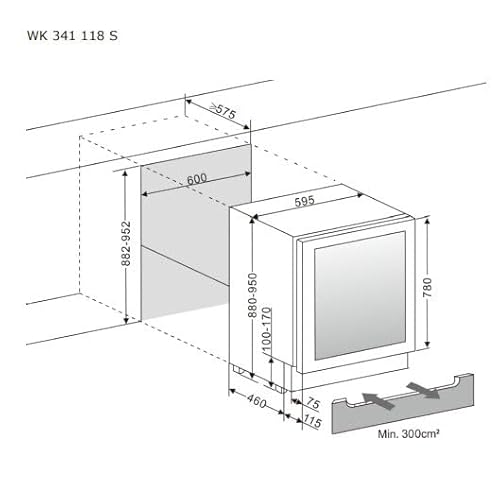 Amica Weintemperierschrank freistehend mit 2 Zonen 130 l X‑Type Design 52‑Flaschen‑Kapazität UV‑Schutz Rauchglastür 88 x 59,5 x 61,5 cm – Weinkuehlschrank Freistehend Schwarz
