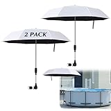 2 Pack Pool Shade Umbrella, 40' Adjustable Above Ground Pool Sunshade Canopy with Carry Bag, Patio Umbrella Use for Garden/PoolDeck/Backyard/Beach Chairs/Camp Trolley/Strollers/Golf Carts and More