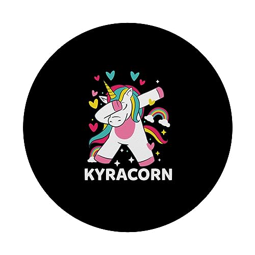 Kyracorn Personalized Name Dabbing Unicorn Kyra PopSockets Swappable PopGrip, Black - Image 3