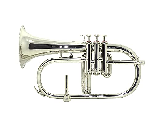 Bb Flat Silver Nickle Flugel Horn With Free Hard Case+Mouthpiece #TOP1