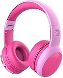 gorsun Kids Bluetooth Headphones, Portable Wireless Headset for Kids, Bluetooth 5.3, Over-Ear Cat Ear Toddler Headphones with Microphone, 85dB Volume Limited, AUX Cord,40 Hours Playtime(Pink)