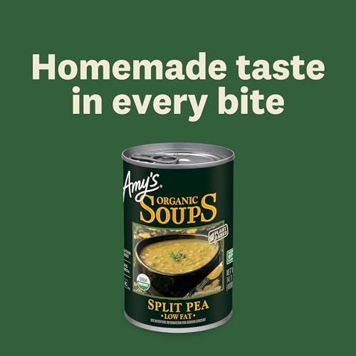 Amy's Soup, Vegan Split Pea Soup, Gluten Free, Made With Organic Split Peas and Vegetables, Canned Soups, 14.1 OZ (12 Pack)