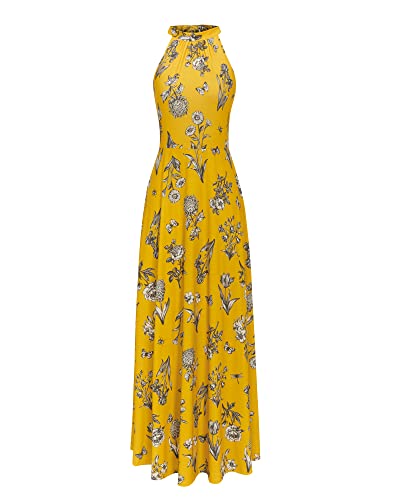 Image of STYLEWORD Women's Summer Floral Halter Maxi Dress Vacation Semi Formal 2026