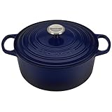 Le Creuset of America LS2501-2678SS Signature Round Dutch Oven, 5.5 qt, Indigo