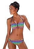  Bench_ Damen Bandeau Bikini Multi Print (Schwarz, 36C/D)