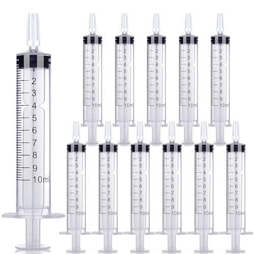 10 ml Syringe for Liquid, Syringe without Needle with Cap, Oral, Scientific Labs, Measurement, Pack of 12