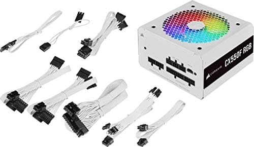 Corsair CX550F RGB, 80 PLUS Bronze Fully Modular ATX Power Supply (80 PLUS Bronze Certified, 120 mm RGB Fan, Optimised for Low Noise, 105°C Japanese Capacitors, Compact 140 mm Long Casing) White