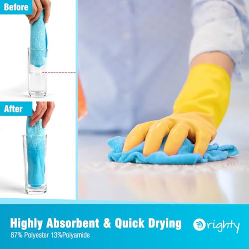 Image of Orighty Cleaning Cloths 12x12 inch, Pack of 24, Highly Absorbent Microfiber Cleaning Supplies, Lint Free Cloths for Multiple-use, Powerful Cleaning Rags for House, Kitchen, Car Care (Blue)