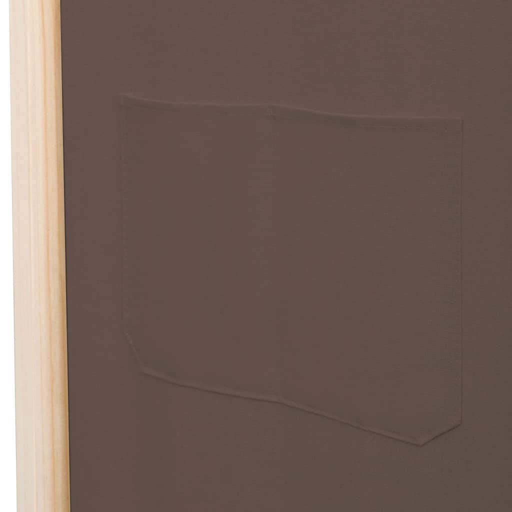 vidaXL Divisorio a 3 Pannelli con Tasche Autoportante Paravento Separé Privacy Stanza Marrone 120x170x4 cm in Tessuto e Massello Abete