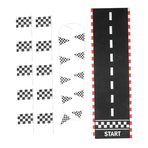 PEPLAYTAL Banderines de Negros y Blancos para Decoración de Fiesta de Cumpleaños Temática Coches de Banderas Duraderas Abs para de para Señal de y Decoración de Habitación Infantil