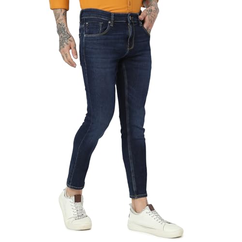 Image of Spykar Blue Slim Fit Mid Rise Jeans for Men