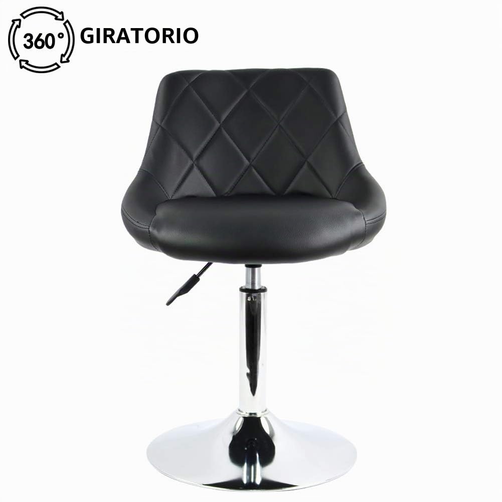 FURWOO Taburete de Bar de Cuero PU Taburete Alto Silla de peluquería Rotación Ajustable y elevación Adecuado para peluquería Recepción Salón de Belleza Taburete de Bar (Negro)