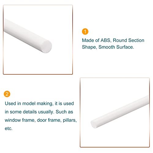Image of MECCANIXITY ABS Plastic Rod Round Solid White Bar 3mmx250mm for DIY Model Material, Architectural Model Making, DIY Sand Table, Pack of 10