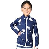[HEAZEL] ラッシュガード UVカット 接触冷感 フードなし キッズ スタンドカラー ジップ 子供 学校 長袖 UVカット UPF50+ パーム 130サイズ