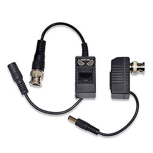 Night Owl Security 1-Pair Passive Video Balun Converters with power for Security CCTV systems - A-VB-POE-BNC,Black