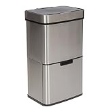 Trebs Comfortliving Poubelle 99347 – Système de tri des déchets et de recyclage – 65 l avec 4 bacs – Capteur de proximité – Boîtier en acier inoxydable – argenté