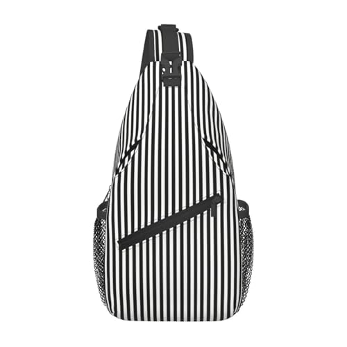 Mochila Urbana Negra con Rayas en Blanco y Negro