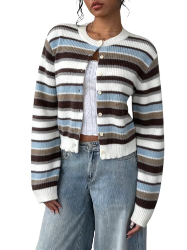 Image of SOLY HUX Women's Button Down Cropped Lightweight Cardigan Sweater