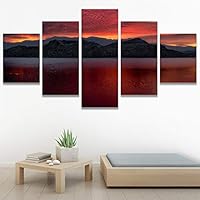 SIGNWIN 5 Panel Canvas Wall Art Reflected Sunset for Home Decorations Ready to Hang - 60