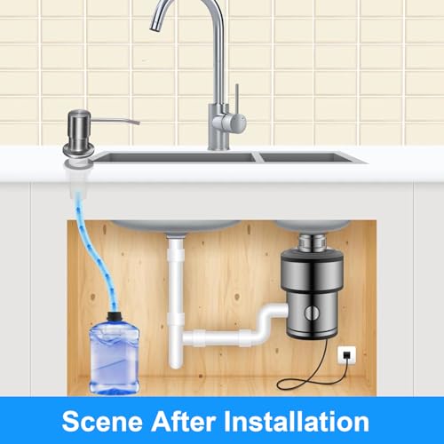 Image of Soap Dispenser Kitchen Sink, Sink Soap Dispenser, 47 inch Extension Tube kit, Dish Soap Dispenser Pump, No Need More Refills (Brushed Nickel)