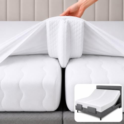 EPHEDORA 3-in-1 Split King Gap Filler for Adjustable Bed, White,