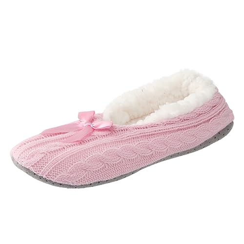Pantuflas para mujer, calcetines cálidos de lana para interiores, de terciopelo, acogedoras para uso en invierno, 03 Rosa, 41 EU