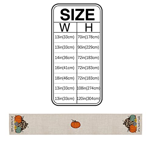 13 X 36 Inches Table Runner Cotton-Polyester Blend, It's Fall Y'all Leopard Plaid Pumpkins Sunflowers Table Runner For Table Decorations, Indoor Outdoor Parties, Farmhouse & Family Gathering, 1 Pack #TOP4