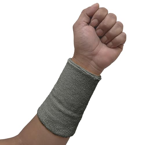 COUVER 6 Inch Extra Long Thick Sports Wristband, Charcoal Gray, 1 PC