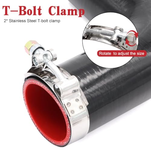 Image of 90 Degree Elbow Coupler Silicone Hose 4-Ply 2.25-inch(57mm) for Turbo /Intercooler /Intake Piping,Length 120mm Thickness 5mm with T-Bolt Clamp